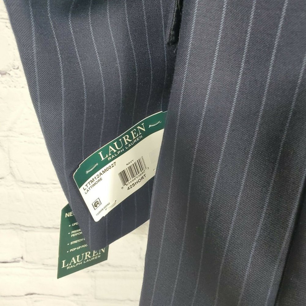 Lauren Ralph Lauren Men's Size 42 S Navy Striped UltraFlex Suit Blazer Jacket - Picture 8 of 12